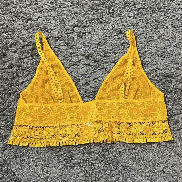 Free People Ella Lace Longline Bralette Yellow Gold Size small - Picture 6 of 12